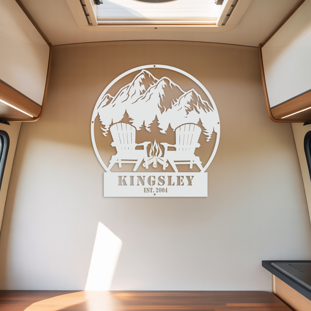 Personalized Camping Sign with Mountains