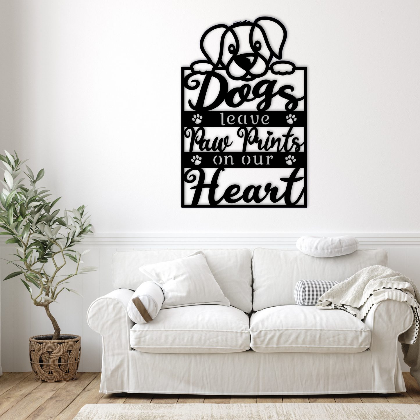 Dogs Leave Paw Prints on Our Heart Metal Wall Art