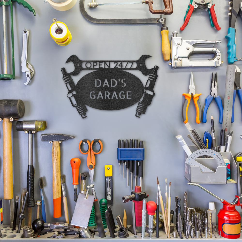 Car Garage Monogram - Steel Sign